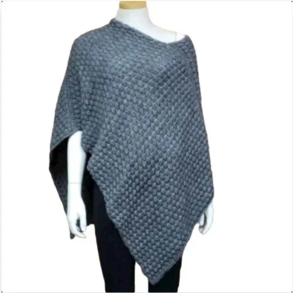Cerretelli Firenze Womens Poncho Alpaca Wool Blend Sweater Gray